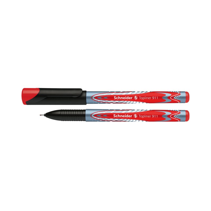Schneider Topliner 847 | Confezione 10 Penne A Sfera Rosse | Punta Conica Scorrevole | Anti-evaporazione
